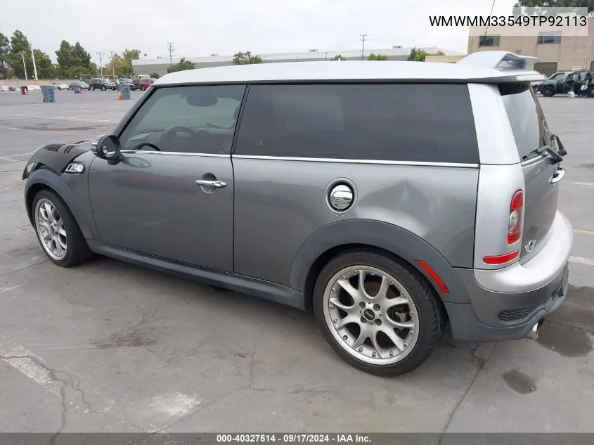 2009 Mini Cooper S Clubman VIN: WMWMM33549TP92113 Lot: 40327514