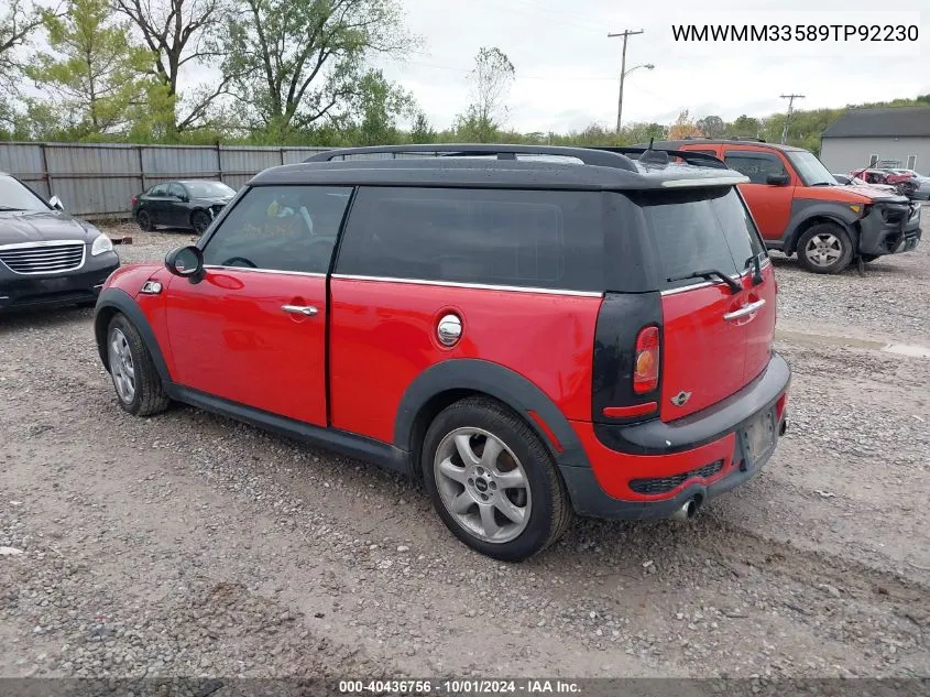 2009 Mini Cooper S Clubman S Clubman VIN: WMWMM33589TP92230 Lot: 40436756