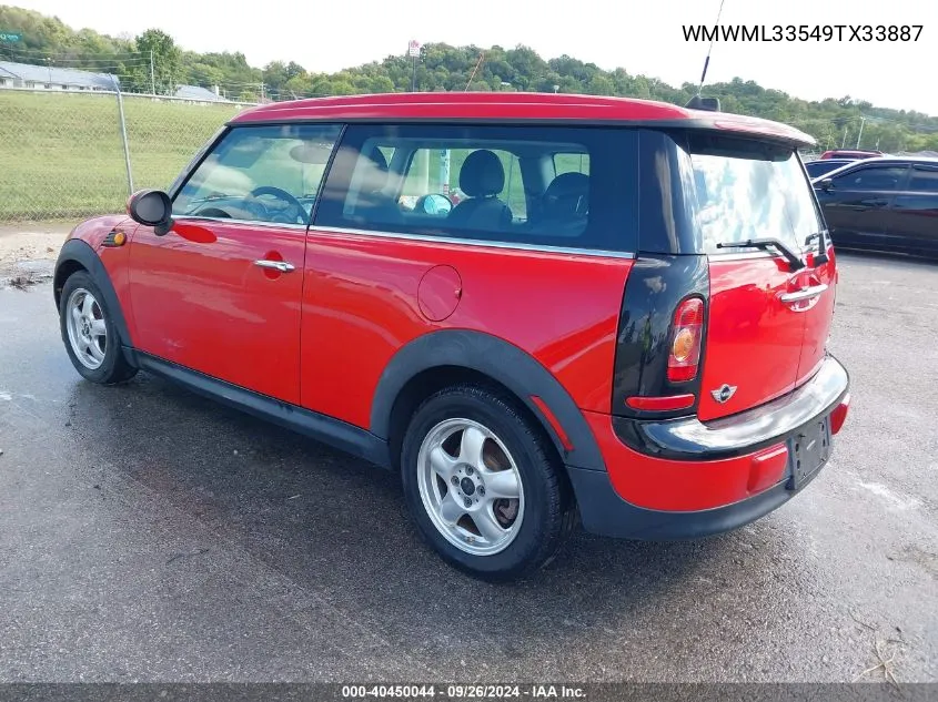 2009 Mini Cooper Clubman VIN: WMWML33549TX33887 Lot: 40450044