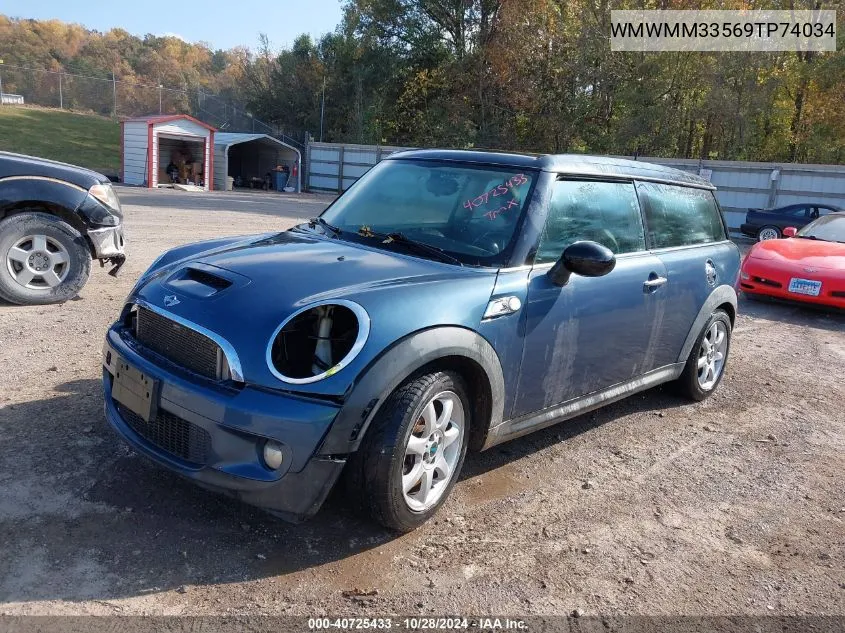 2009 Mini Cooper S Clubman VIN: WMWMM33569TP74034 Lot: 40725433