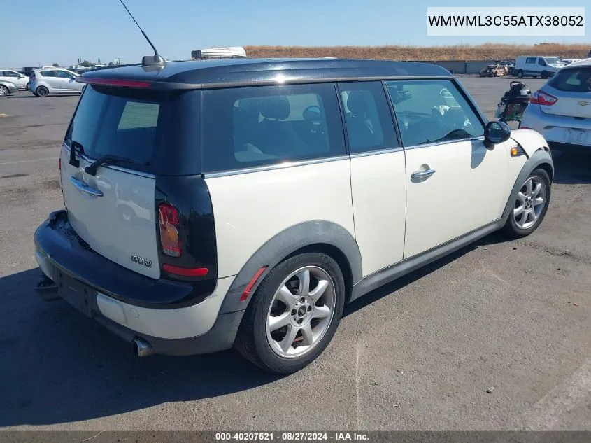 2010 Mini Cooper Clubman VIN: WMWML3C55ATX38052 Lot: 40207521