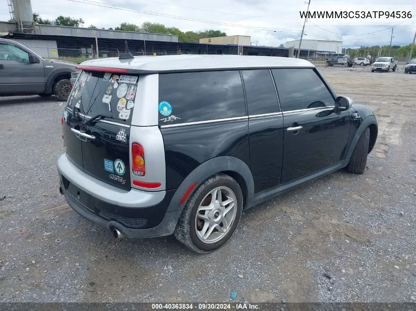 2010 Mini Cooper S Clubman VIN: WMWMM3C53ATP94536 Lot: 40363834