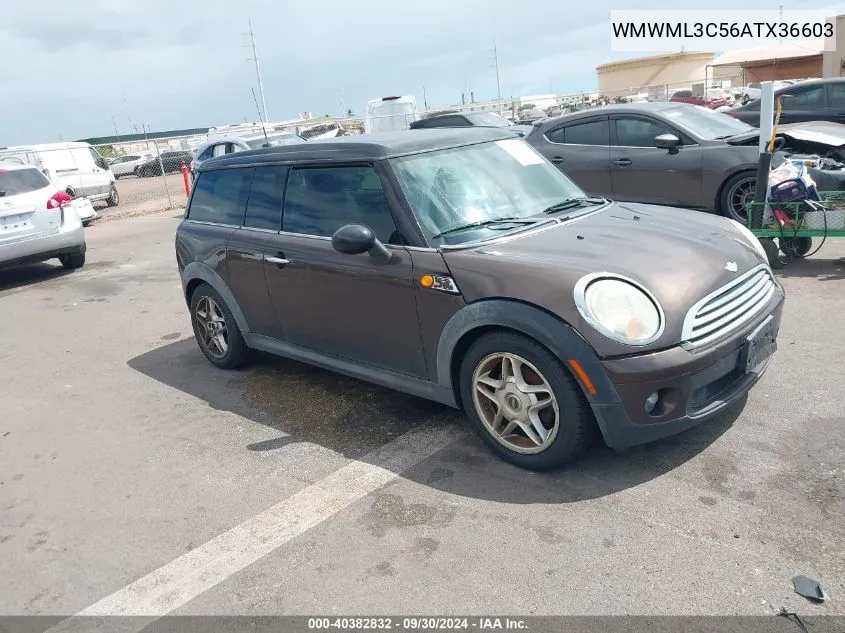 2010 Mini Cooper Clubman VIN: WMWML3C56ATX36603 Lot: 40382832