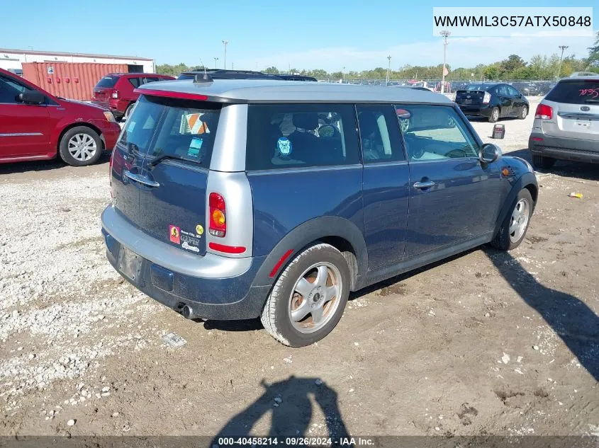 2010 Mini Cooper Clubman VIN: WMWML3C57ATX50848 Lot: 40458214