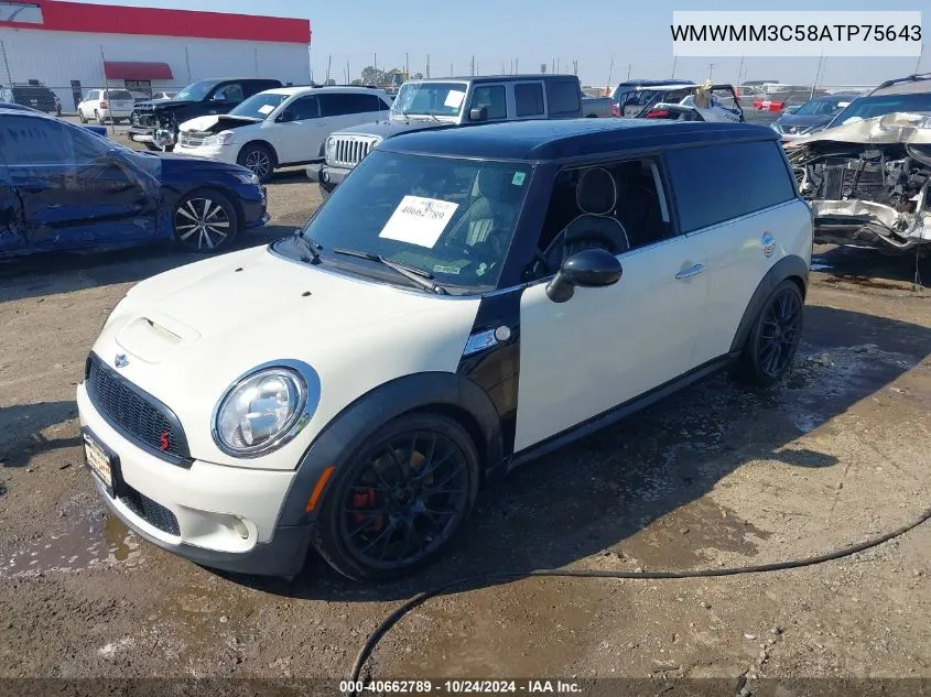 2010 Mini Cooper S Clubman VIN: WMWMM3C58ATP75643 Lot: 40662789