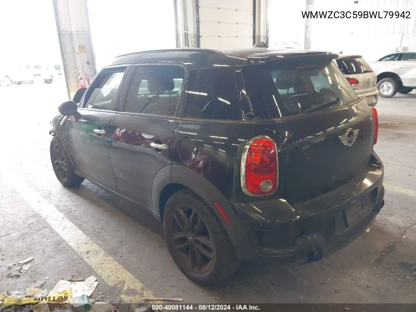 2011 Mini Cooper S Countryman VIN: WMWZC3C59BWL79942 Lot: 40081144