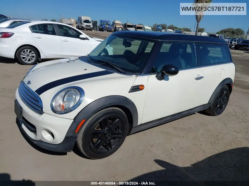 2011 Mini Cooper Clubman VIN: WMWZF3C57BT187721 Lot: 40146884