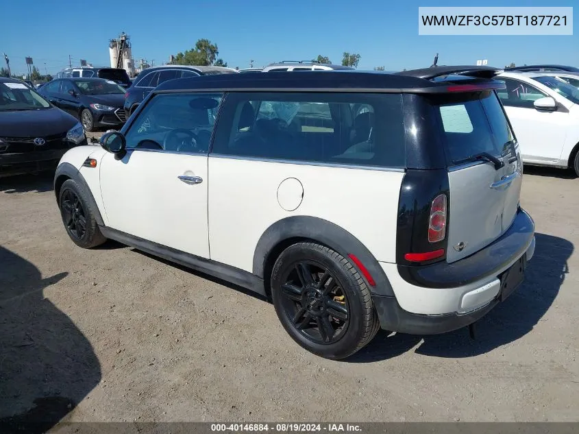 2011 Mini Cooper Clubman VIN: WMWZF3C57BT187721 Lot: 40146884