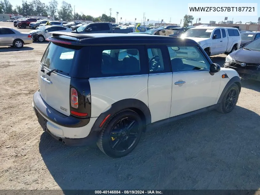 2011 Mini Cooper Clubman VIN: WMWZF3C57BT187721 Lot: 40146884