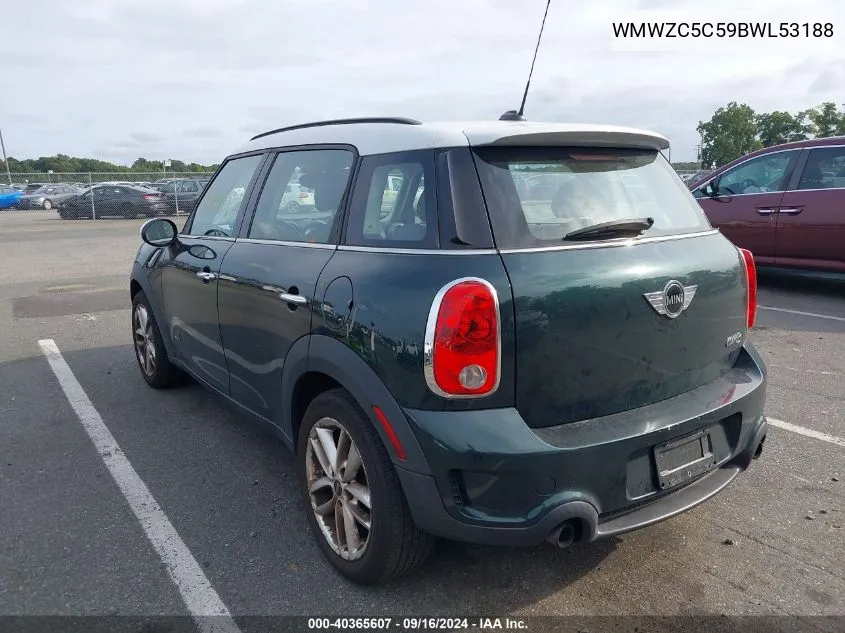 2011 Mini Cooper S Countryman VIN: WMWZC5C59BWL53188 Lot: 40365607