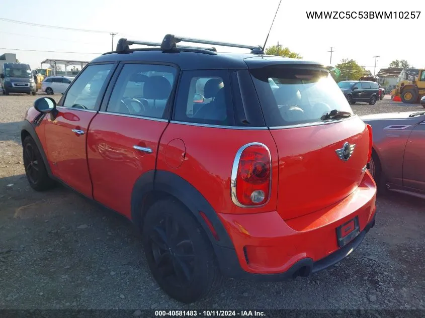 2011 Mini Cooper S Countryman VIN: WMWZC5C53BWM10257 Lot: 40581483