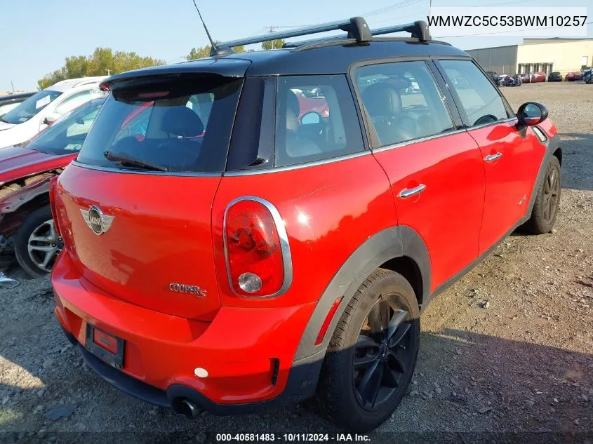 2011 Mini Cooper S Countryman VIN: WMWZC5C53BWM10257 Lot: 40581483