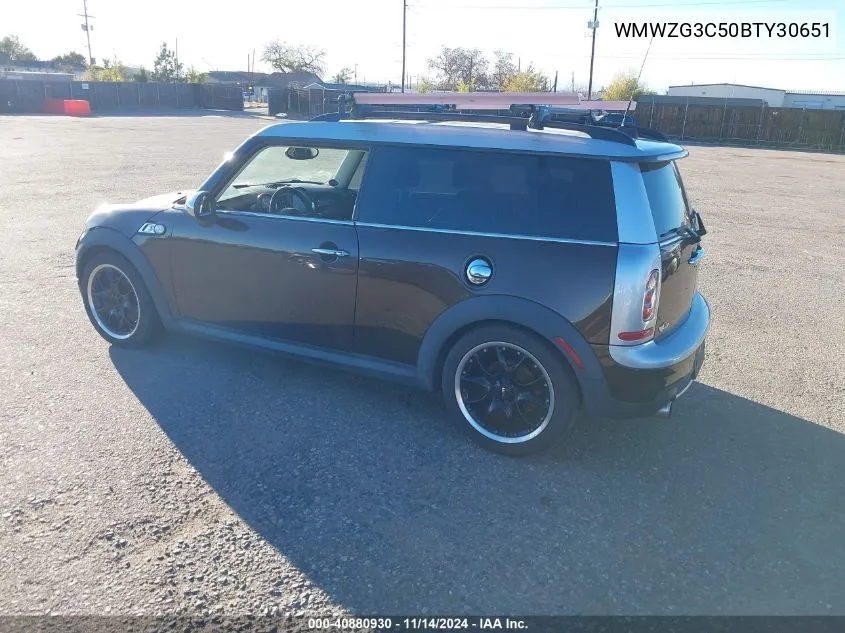 2011 Mini Cooper S Clubman VIN: WMWZG3C50BTY30651 Lot: 40880930