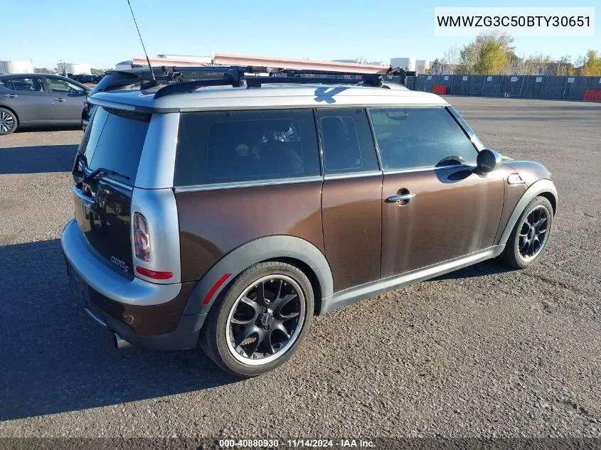 2011 Mini Cooper S Clubman VIN: WMWZG3C50BTY30651 Lot: 40880930