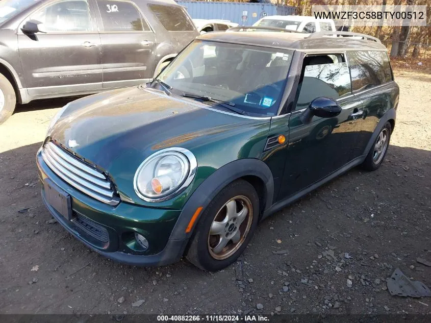 2011 Mini Cooper Clubman VIN: WMWZF3C58BTY00512 Lot: 40882266