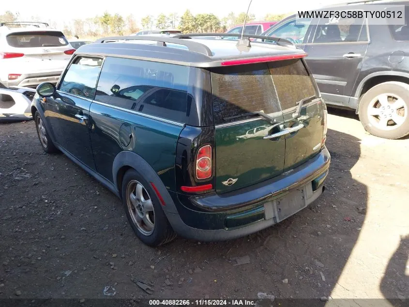 2011 Mini Cooper Clubman VIN: WMWZF3C58BTY00512 Lot: 40882266