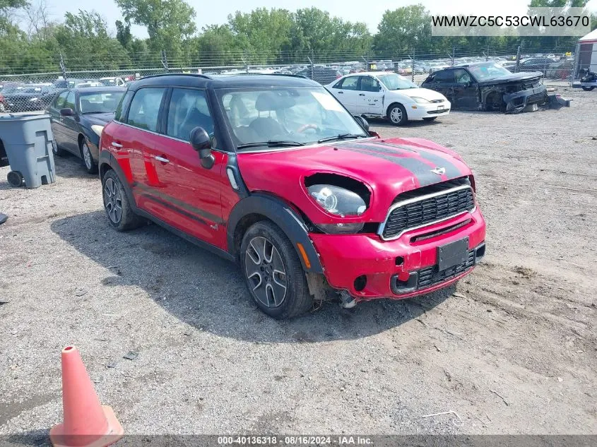 2012 Mini Cooper S Countryman VIN: WMWZC5C53CWL63670 Lot: 40136318