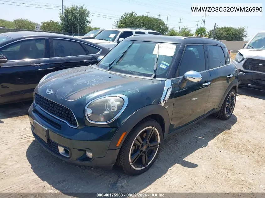 2012 Mini Cooper S Countryman VIN: WMWZC3C52CWM26990 Lot: 40175963