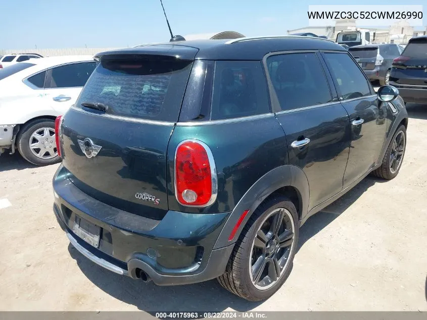 2012 Mini Cooper S Countryman VIN: WMWZC3C52CWM26990 Lot: 40175963