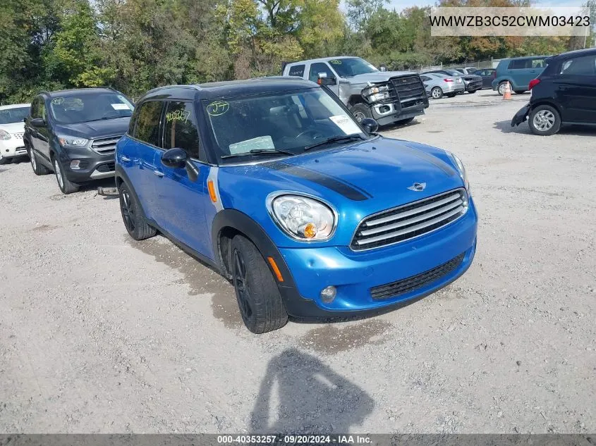 2012 Mini Cooper Countryman VIN: WMWZB3C52CWM03423 Lot: 40353257