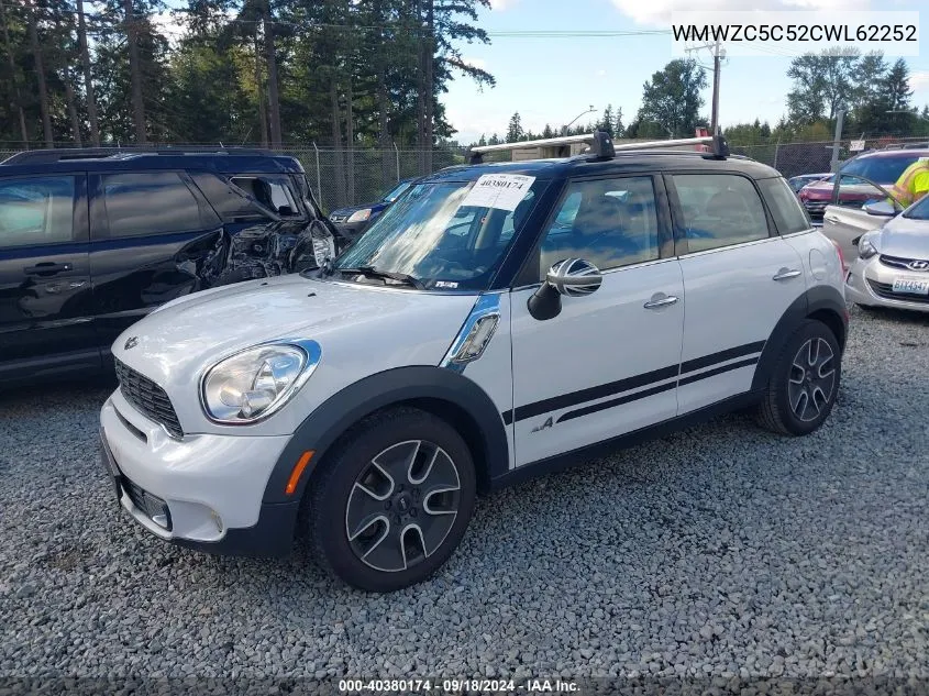 2012 Mini Cooper S Countryman VIN: WMWZC5C52CWL62252 Lot: 40380174