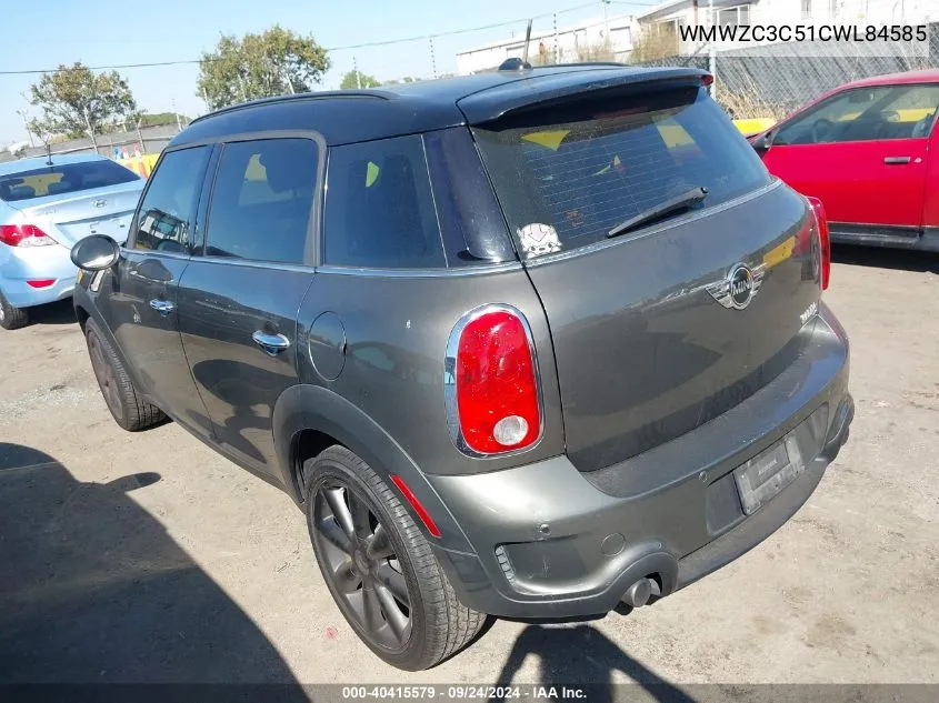 2012 Mini Cooper Countryman S VIN: WMWZC3C51CWL84585 Lot: 40415579