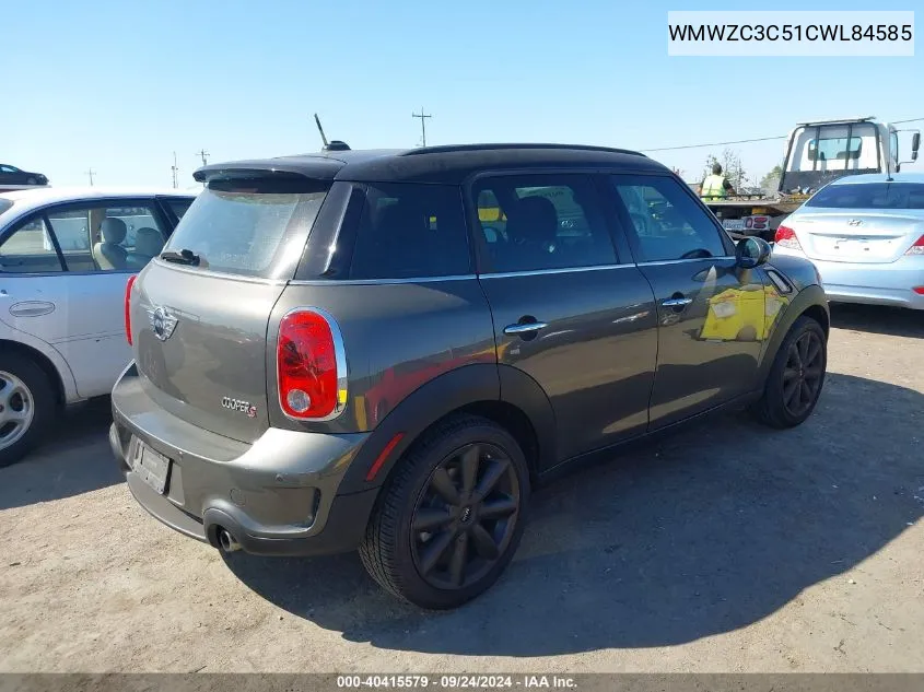 2012 Mini Cooper Countryman S VIN: WMWZC3C51CWL84585 Lot: 40415579