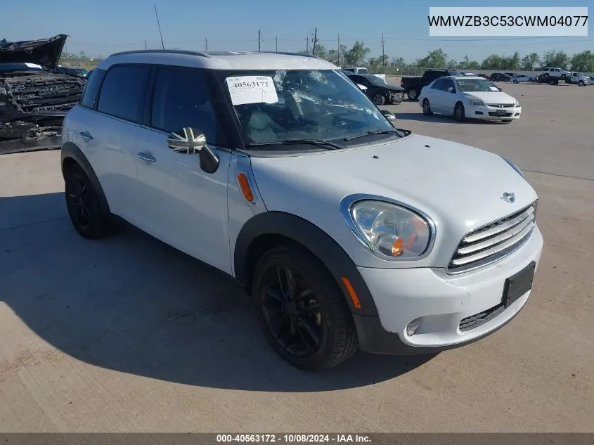 2012 Mini Cooper Countryman VIN: WMWZB3C53CWM04077 Lot: 40563172