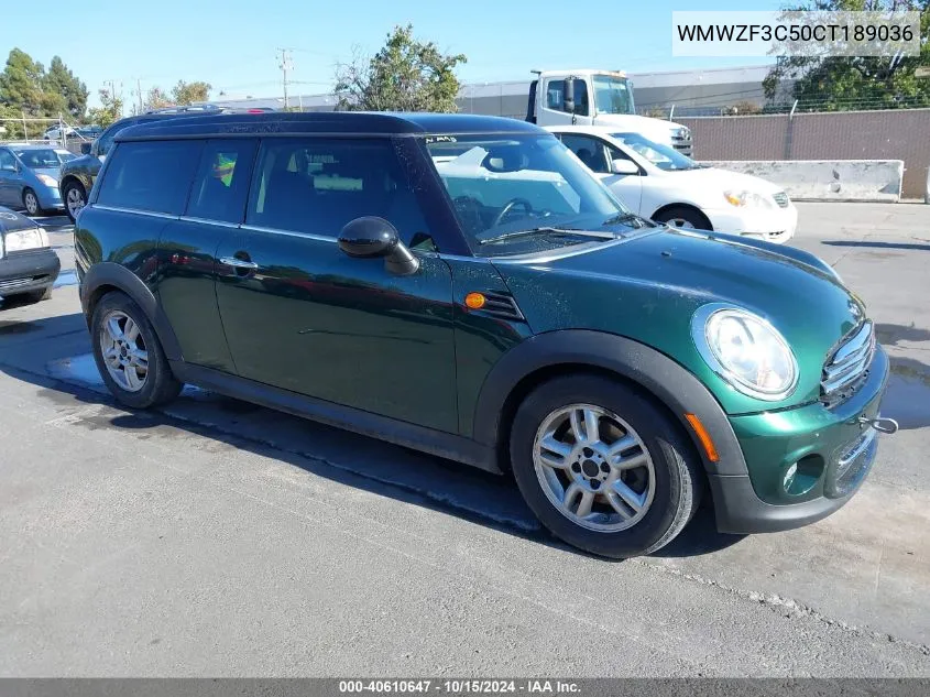 2012 Mini Cooper Clubman VIN: WMWZF3C50CT189036 Lot: 40610647