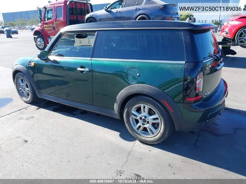 2012 Mini Cooper Clubman VIN: WMWZF3C50CT189036 Lot: 40610647