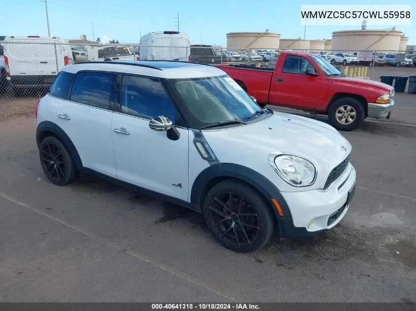 2012 Mini Cooper S Countryman VIN: WMWZC5C57CWL55958 Lot: 40641318