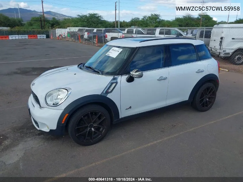 2012 Mini Cooper S Countryman VIN: WMWZC5C57CWL55958 Lot: 40641318