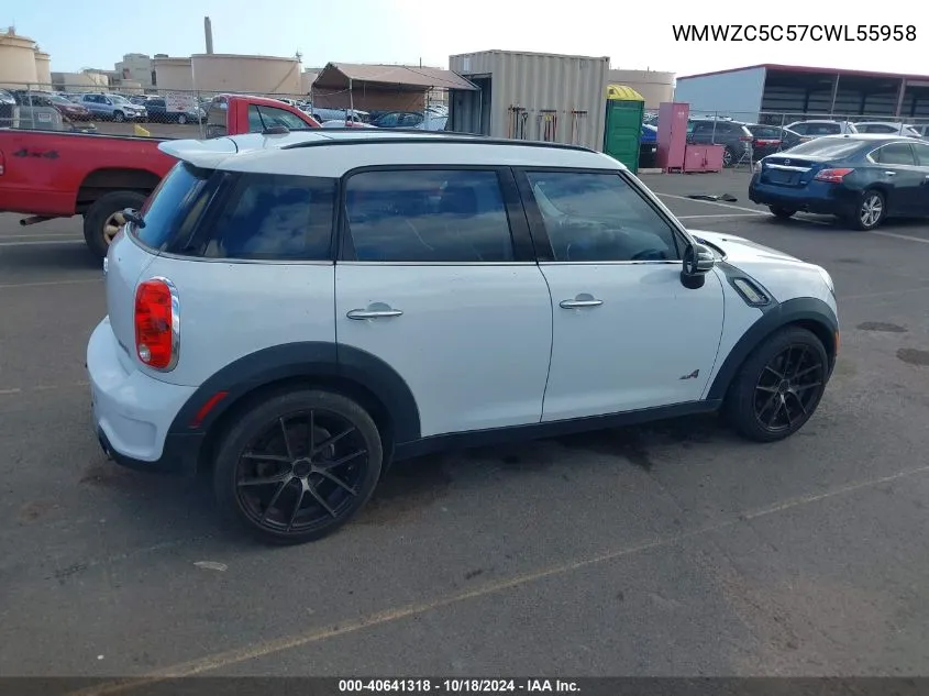 2012 Mini Cooper S Countryman VIN: WMWZC5C57CWL55958 Lot: 40641318