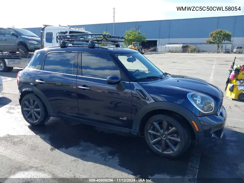 2012 Mini Cooper S Countryman VIN: WMWZC5C50CWL58054 Lot: 40809296