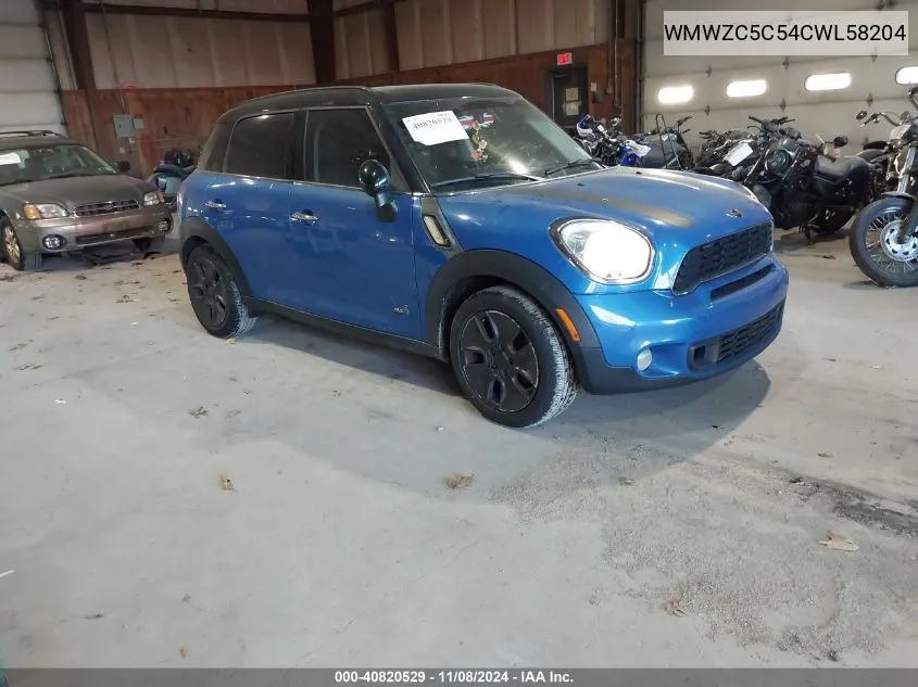 2012 Mini Cooper S Countryman VIN: WMWZC5C54CWL58204 Lot: 40820529