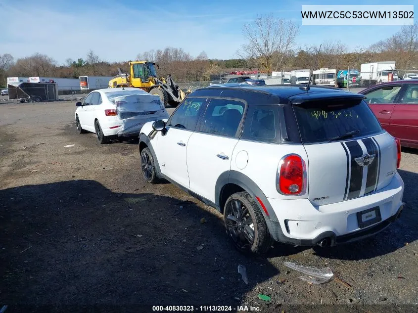 2012 Mini Cooper S Countryman VIN: WMWZC5C53CWM13502 Lot: 40830323