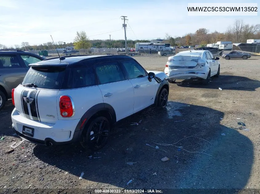 2012 Mini Cooper S Countryman VIN: WMWZC5C53CWM13502 Lot: 40830323