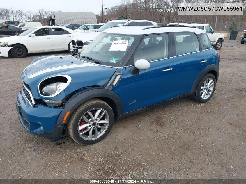 2012 Mini Cooper S Countryman VIN: WMWZC5C57CWL55961 Lot: 40839546