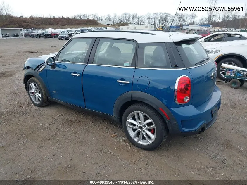 2012 Mini Cooper S Countryman VIN: WMWZC5C57CWL55961 Lot: 40839546