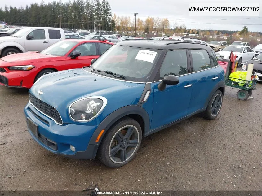 2012 Mini Cooper S Countryman VIN: WMWZC3C59CWM27702 Lot: 40848945