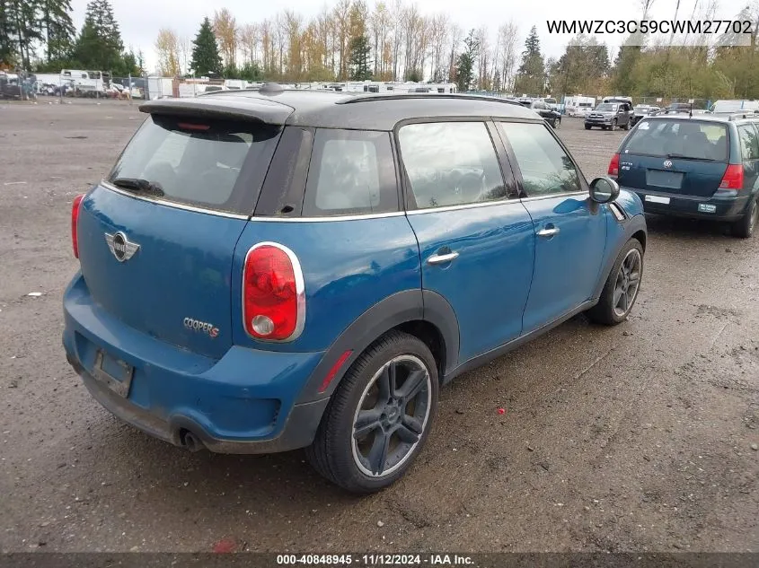 2012 Mini Cooper S Countryman VIN: WMWZC3C59CWM27702 Lot: 40848945