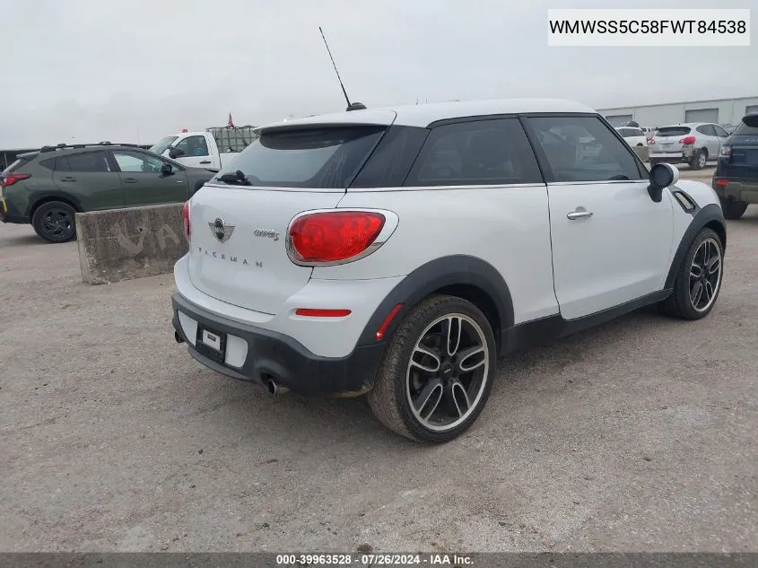 2015 Mini Paceman Cooper S VIN: WMWSS5C58FWT84538 Lot: 39963528