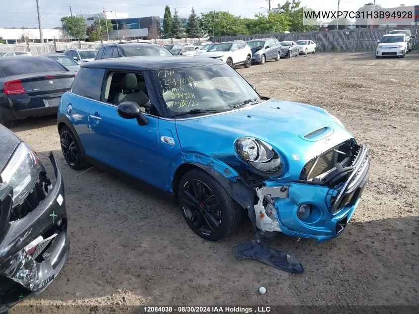 2017 Mini Cooper Hardtop VIN: WMWXP7C31H3B94928 Lot: 12084038