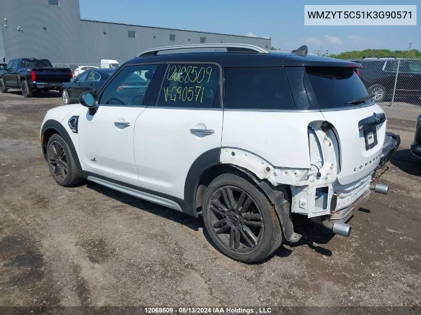 2019 Mini Country Man VIN: WMZYT5C51K3G90571 Lot: 12068509