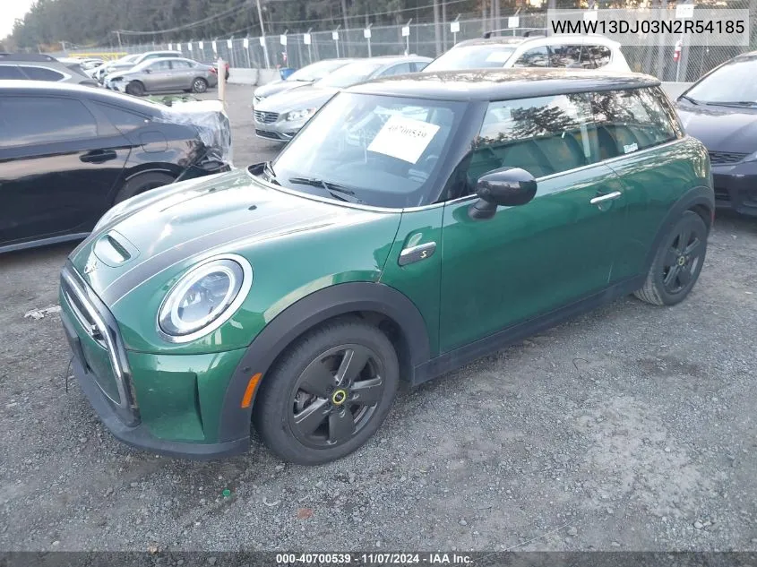 2022 Mini Se Hardtop Cooper VIN: WMW13DJ03N2R54185 Lot: 40700539