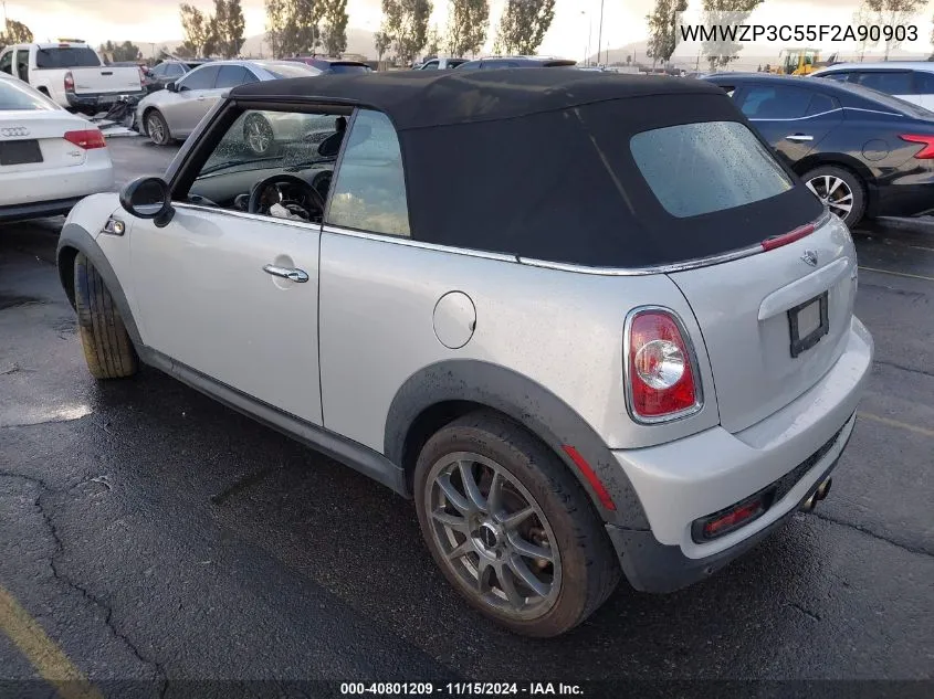 2015 Mini Convertible Cooper S VIN: WMWZP3C55F2A90903 Lot: 40801209