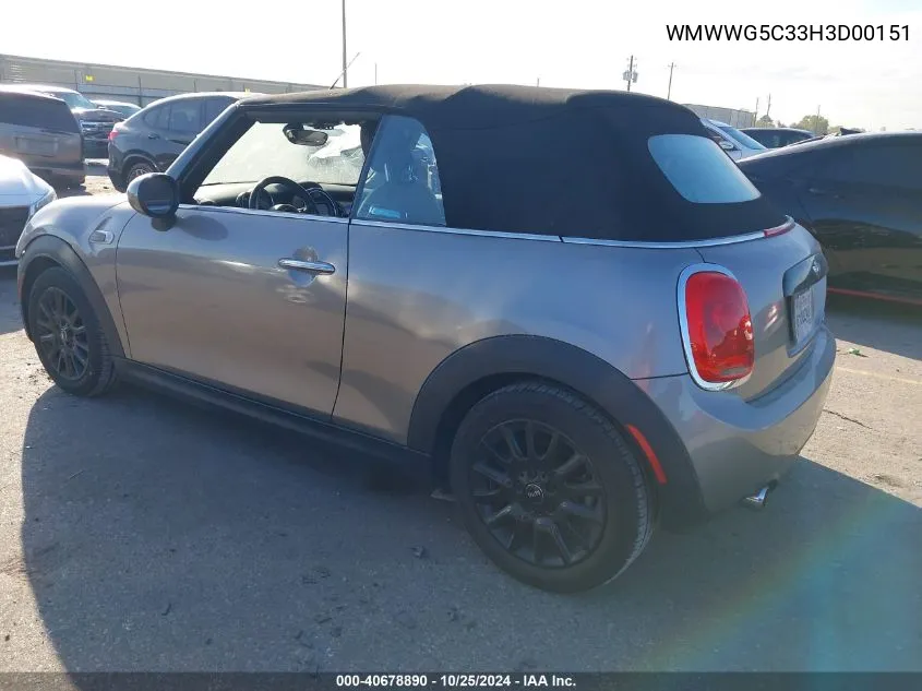 2017 Mini Convertible Cooper VIN: WMWWG5C33H3D00151 Lot: 40678890