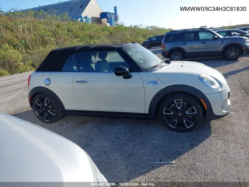 2017 Mini Convertible Cooper S VIN: WMWWG9C34H3C81830 Lot: 40735595