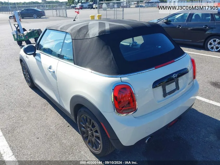 2021 Mini Convertible VIN: WMWWJ3C06M3M17905 Lot: 40300144