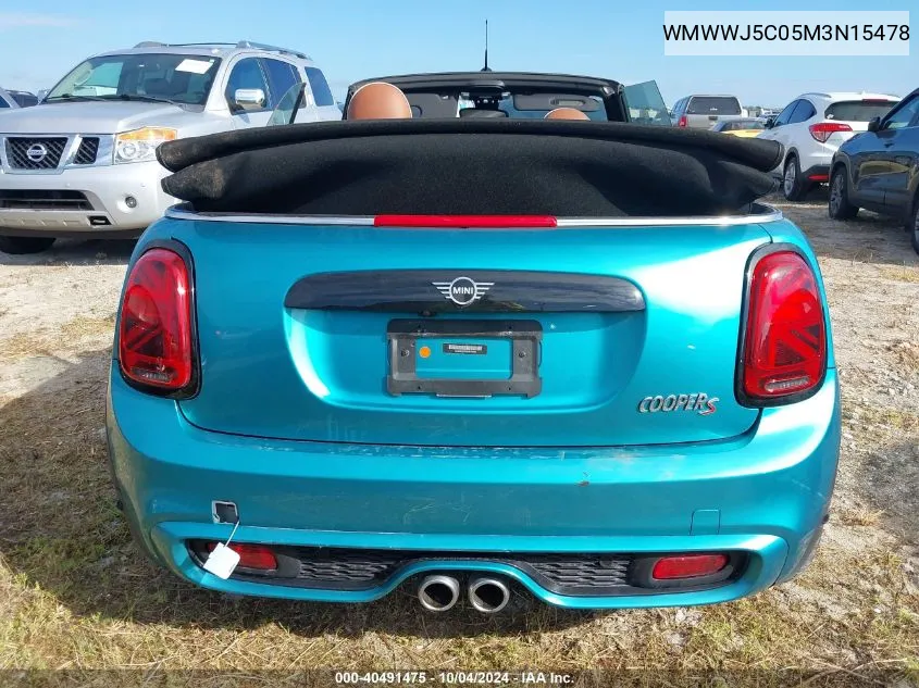 2021 Mini Convertible Cooper S VIN: WMWWJ5C05M3N15478 Lot: 40491475